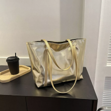 Vintage Metal Texture PU Leather Tote Bags for Women