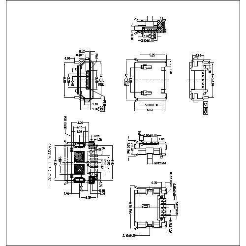 MUFM36-XXLXXX 36-MICRO USB 5P B Type SMT Receptacle Connector With Shell Dip 6.4(0.80.9) 