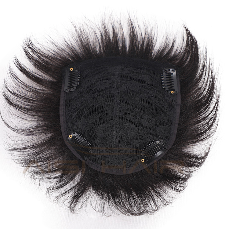 Aisi Hair 100% Human Hair Toupee for Men Natural Black Hair Machine Made Toupee Replacement System Hairpieces with Clips