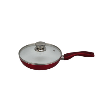 Red Aluminum Frypan with Glass Lid and Handle