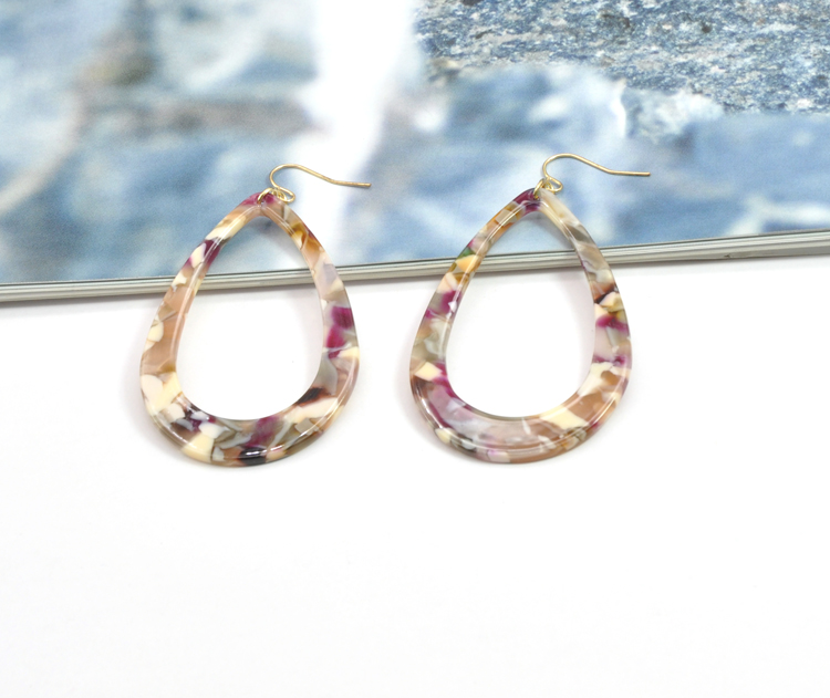 Custom tortoiseshell pattern hook earring jewelry for women iridescent trendy acetate ear ring