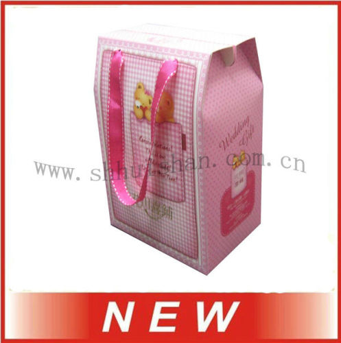 Pink Ribbon Kraft Gift Paper Hand Bag