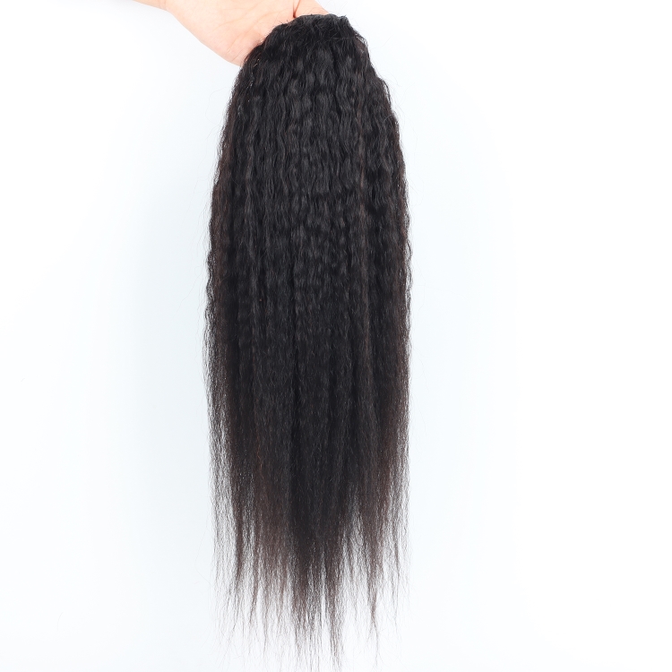 100% Human hair ponytails kinky straight remy hair, 100g ponytail yaki clip in extension