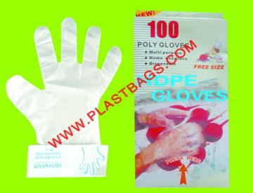 2014 HDPE plastic gloves with paper card