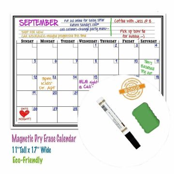 Custom magnetic white board calendar for Fridge