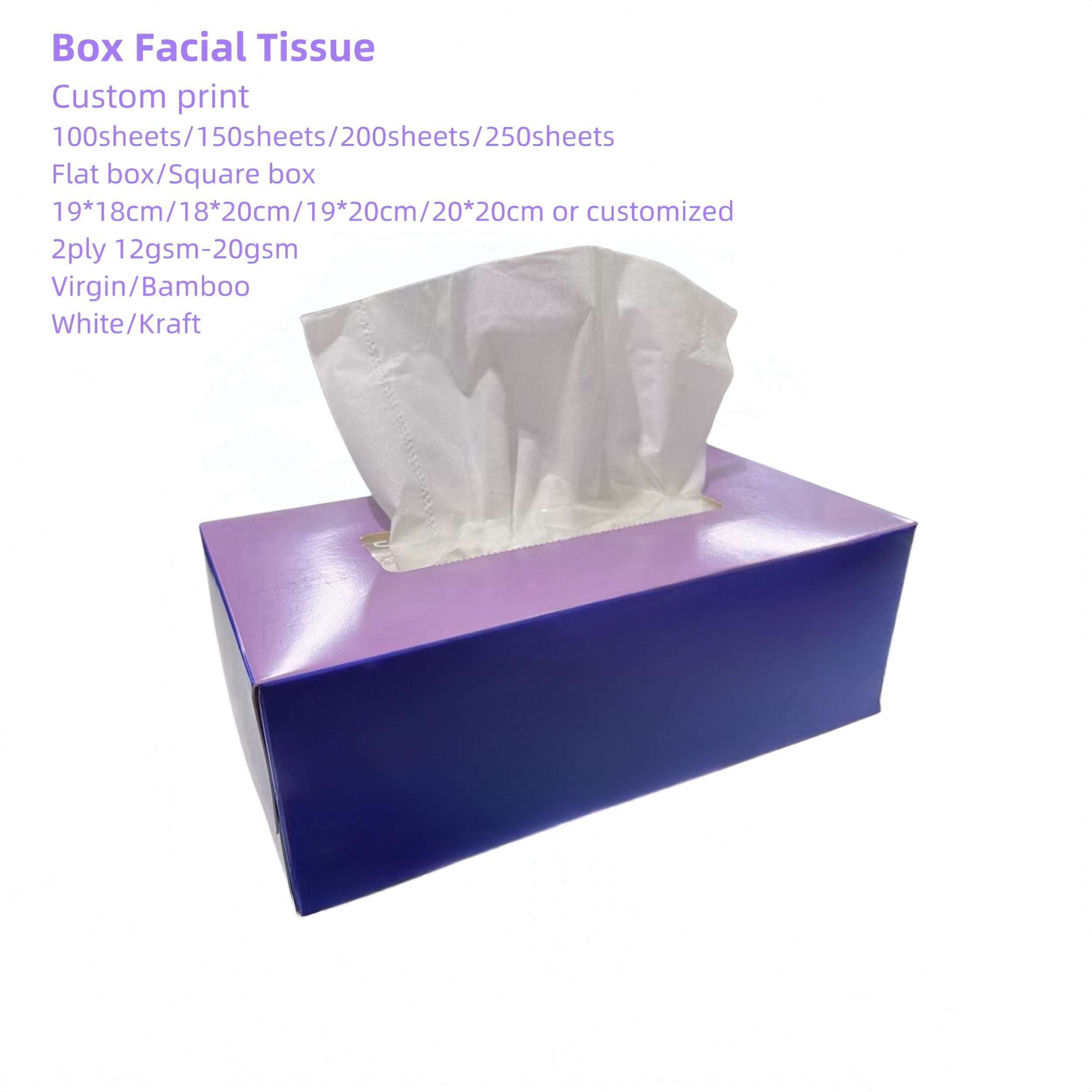 Tissu facial de boîte professionnelle personnalisée tissu non parfumé