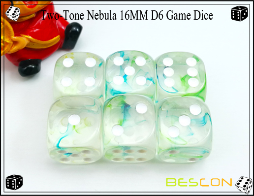 Deux-Tone Nebula 16MM D6 Game Dice-14 Two-Tone Nebula 16MM D6 Game Dice-14