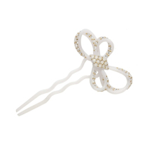 White resin hairgrip with CZ diamond