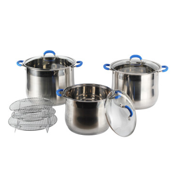 Stock Pot with Strainer and Transparent Glass Lid