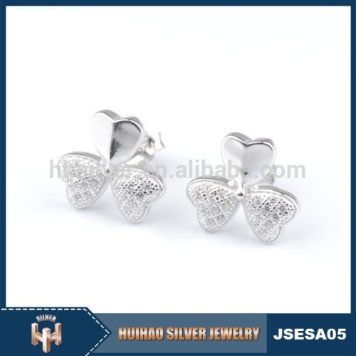 latest heart-shaped clover custom engagement silver stud earrings