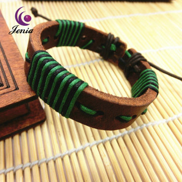 Jenia 2016 Fashion Hot Selling Unisex Braid Colorful Genuine Leather Bracelet