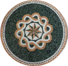 Round Shape Green Marble Floor Star Pattern Mosaic Tile Design