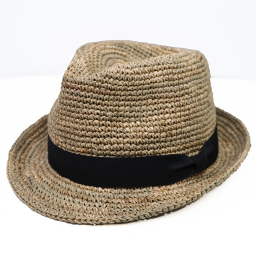 Trendy Designer Raffia Straw Fedora Hats Caps