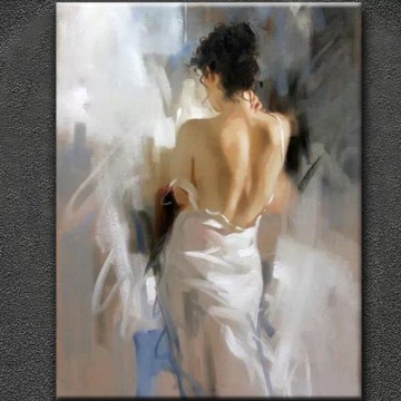 Portrait fat woman oil painting