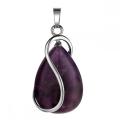 Natural gem teardrop S stone Pendant water drop healing Amethyst chakra Charm Necklace European and American simple fashion