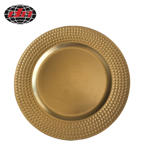 Gold Round Dot Pattern Plastic Charger Plate