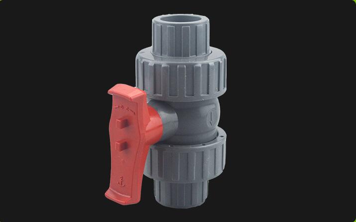 industrial type ball valve,  UPVC double union ball valve, double unioin connection end