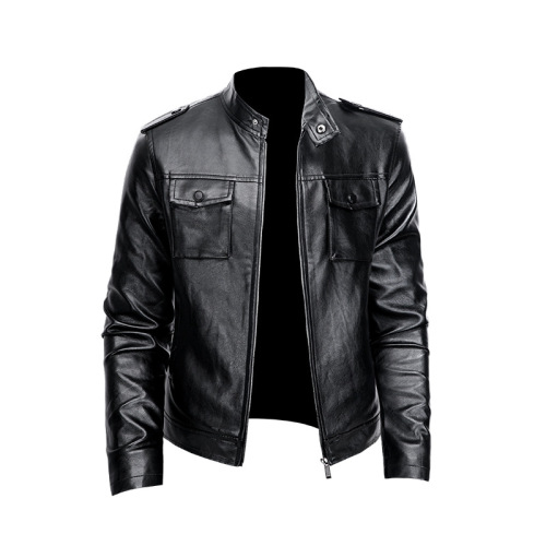 Fashion Men's Zipper Leather Jacket Custom High Quality