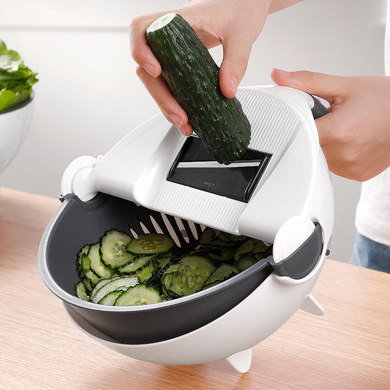 Kitchen Multi Functional Shredder Wet Fruits Drain Basket Blade Cutter Manual 9 in 1 Slicer Vegetable Grater