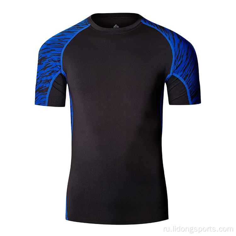 Оптовая мужская фитнес -одежда высококачественная футболка спандекс