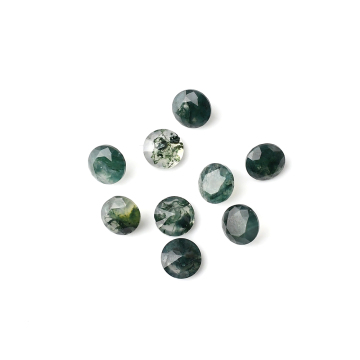 Natural Gemstone Green Moss Agate Round Diamond cut