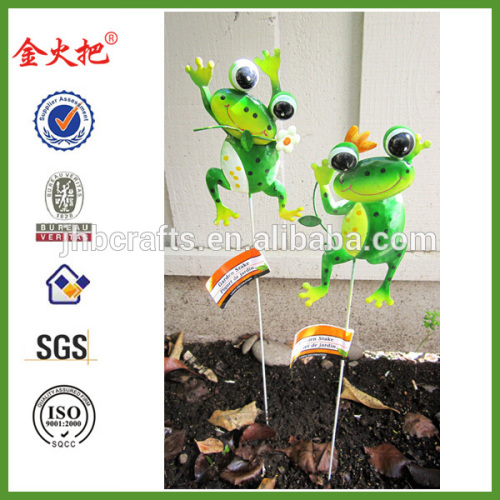 Metal Pair Of Adorable Frog Garden Stakes Decor Set of 2