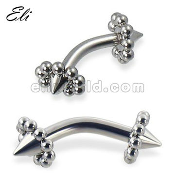 Steel Flower Shape Balls Eyebrow Rings Piercing Jewelry Curved Barbells