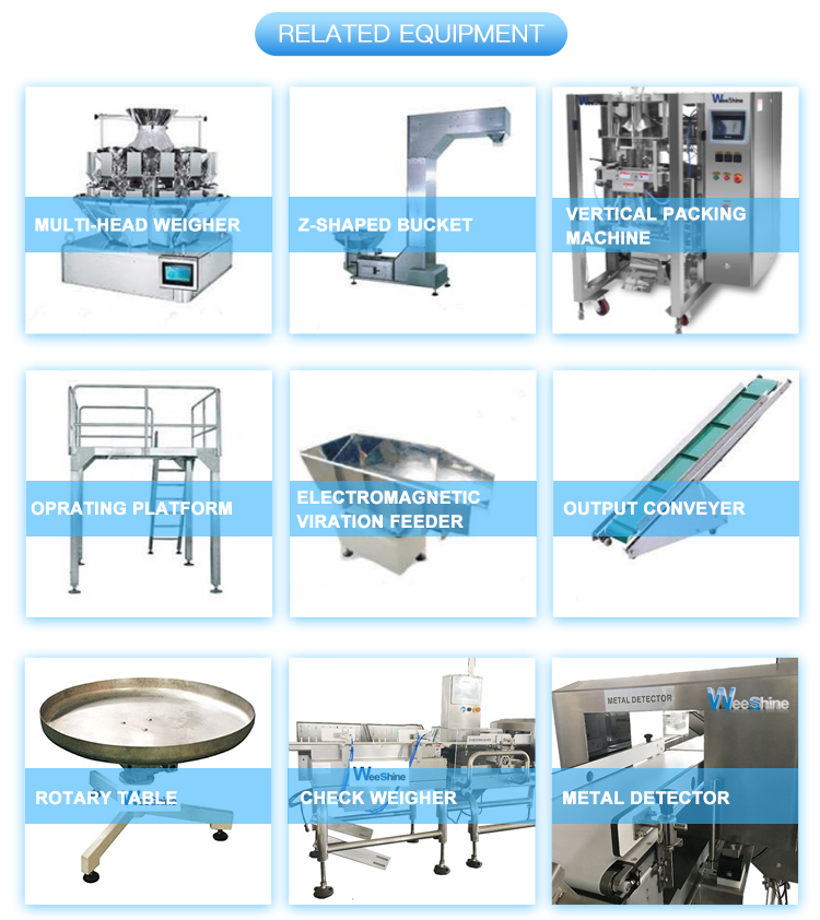 เครื่องบรรจุแนวตั้งป่องอาหารอัตโนมัติสายการบรรจุอัตโนมัติ