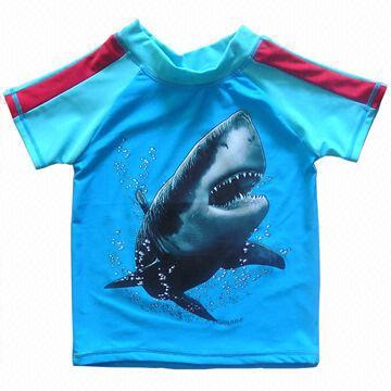 Boys' Rashguards, Contrasted Color, Short Sleeves