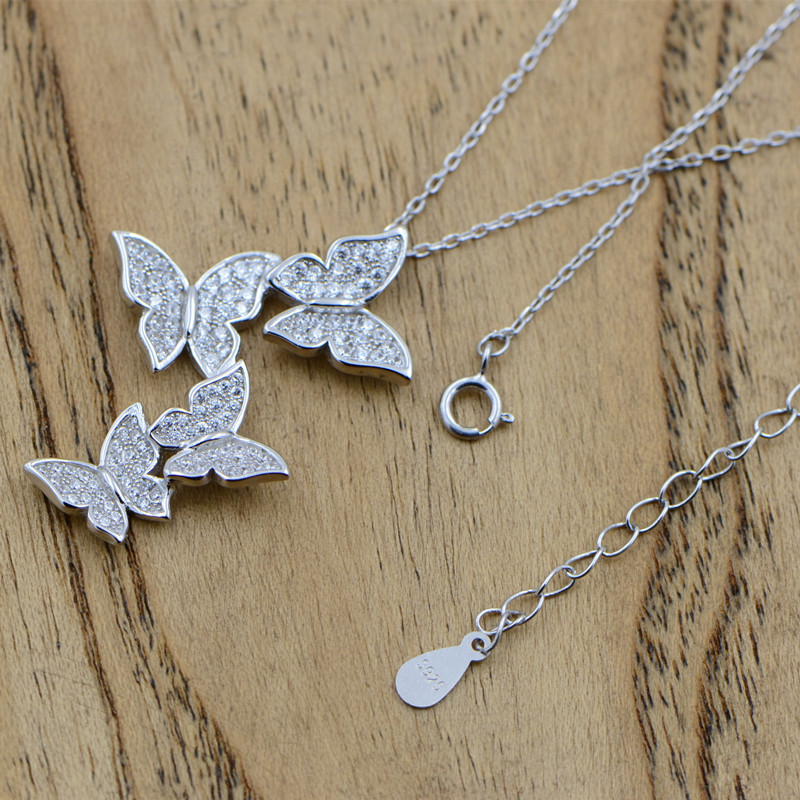 Real 925 sterling silver butterfly necklaces