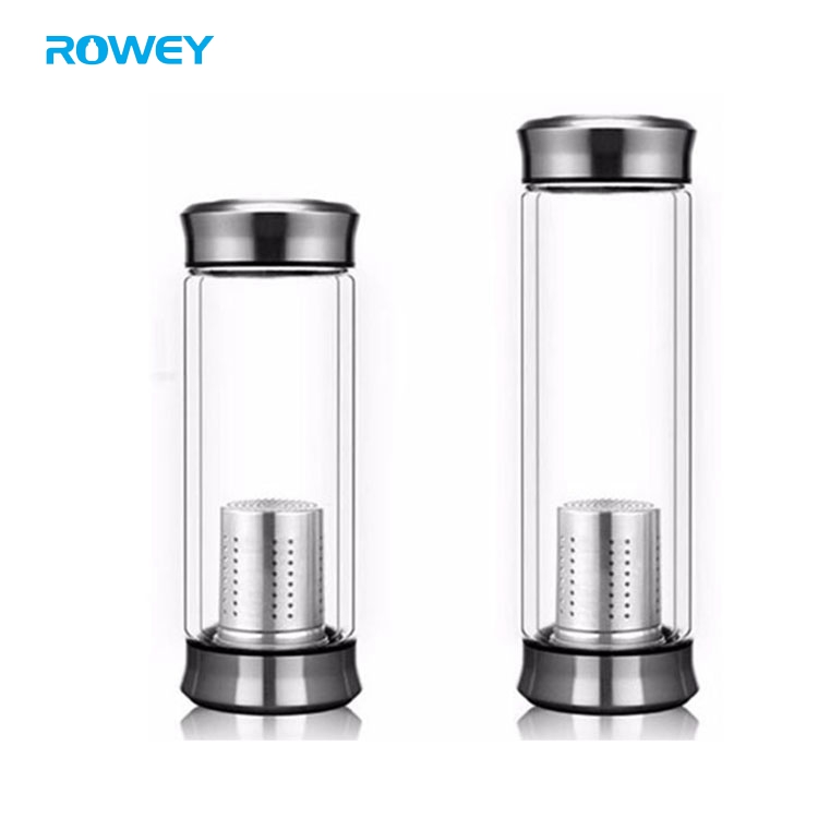 Delicate Design Borosilicate Glass Bottle, Tea Infuser Glass Water Bottle with Stainless Steel Lid Custom GlassBottle Water