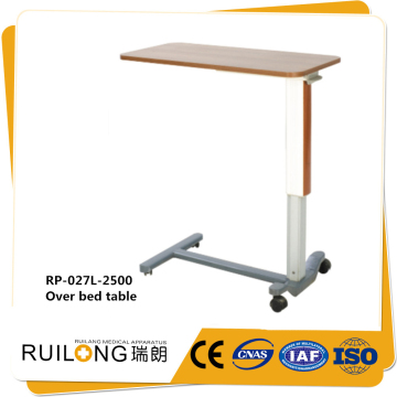 Hospital Folding Adjustable Wood Overbed Table For Bed