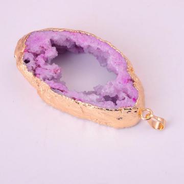 Natural Rose Color Gilding Quartz Crystal Pendant