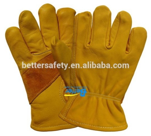 Short Unlined Grain Cowhide leather glove Yellow