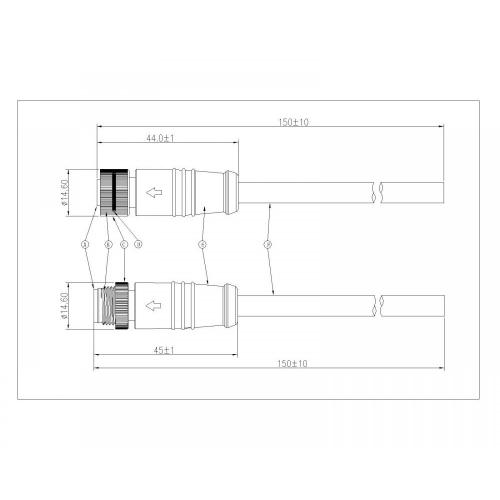 M12B Verticale metalen moeren Waterdichte connector