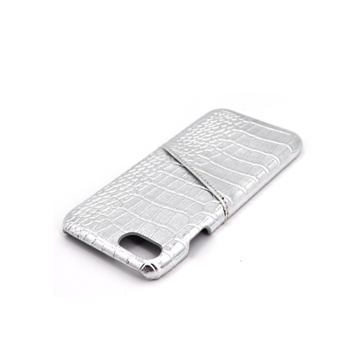 White Glitter Card Slot Crocodile Leather Phone Case