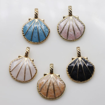 Wholesale 100pcs Cute Round Sea Shell Colorful Beautiful  Pendant Beads with Top Hole for Girls Earring Jewelry Bracelet