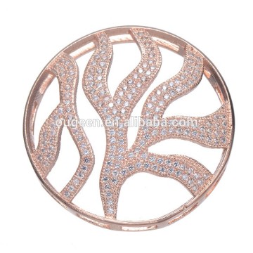 32mm Rose gold plated gold jewellery zircon pendant sets in dubai diamond charm