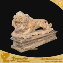 Outdoor Stone Pink Carving Marble life-size coloured Lion statue