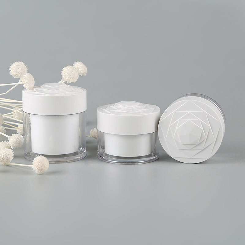 흰 장미 뚜껑이 있는 플라스틱 화장품 크림 용기