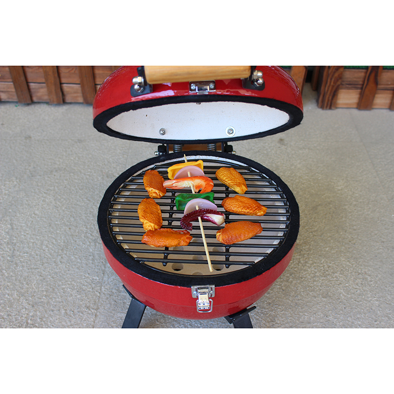 12in mini kamado egg grill í rauðu