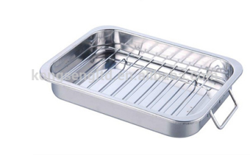 Stainless Steel Rectangular Roaster / turkey baking tray with wire rack