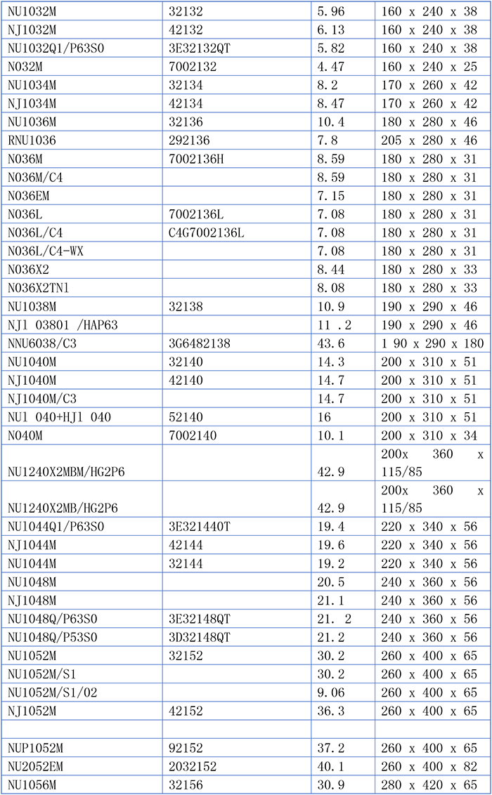 Ρουλεμάν κυλίνδρων μονής σειράς Single-Row Cylindrical Roller Bearing