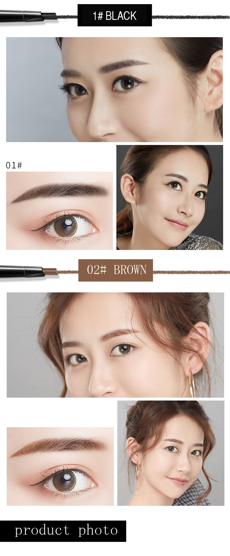 Double-headed Eyebrow pencil for easy thrushing easy to creat attractive eye makeup