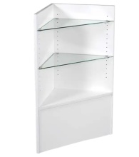 Triangle Corner Case Glass Shelves Wrap Retail Counter Design