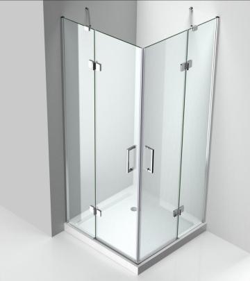 shower enclosure with lift and drop hinge