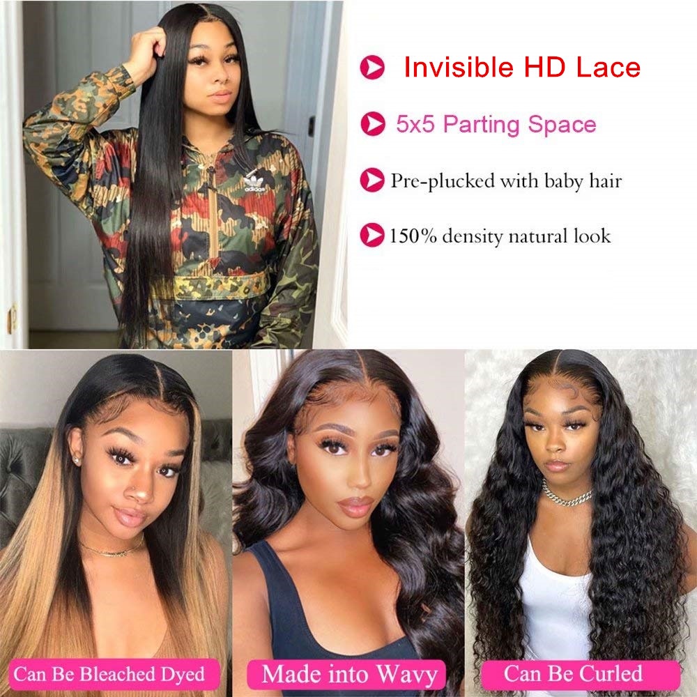 5x5 Transparent Hd Lace Frontal Wig,13x6 Lace Front Human Hair Wigs With Baby Hair,Transparent Lace Front Wigs For Black Women