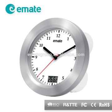 Aliuminum Thermometer Analog Suction Bathroom Clock