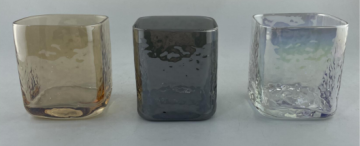 Plating Amber Glass Cup With Hammer Pattern