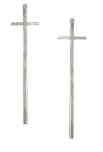 Large faithful silver cross drop earring